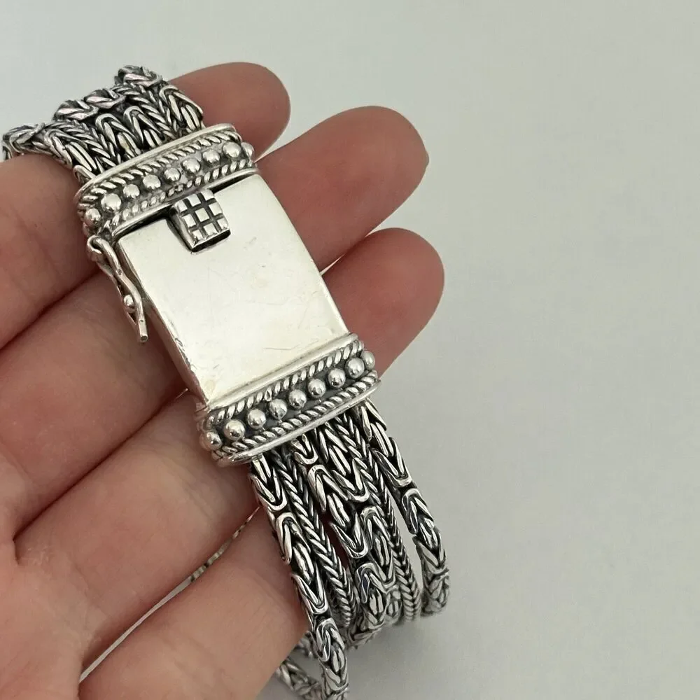 Vintage Silpada 925 Sterling Silver Chunky Five Strand Rows Byzantine Bracelet